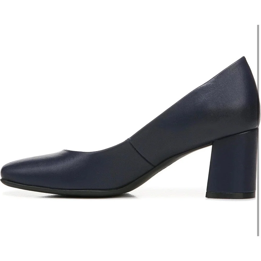 Naturalizer Warner Navy Blue Square Toe Block Heel Pumps Womens Size 10M Comfort